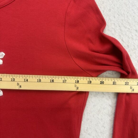 Crystal Kobe Christmas Shirt Womens Small S Red White Snowflake Long Sleeve - Picture 7 of 12